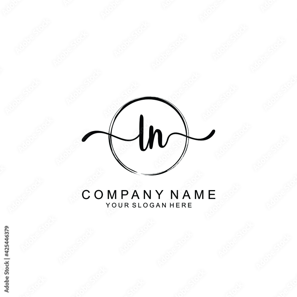 LN Initials handwritten minimalistic logo template vector