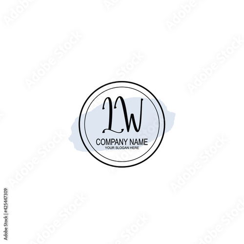 LW Initials handwritten minimalistic logo template vector	
