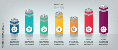 Business concept infographic template with percentage option.