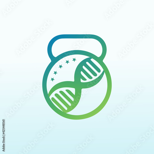 orthopedics lab vector fitness logo design with dumbbell icon