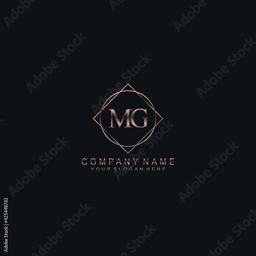 MG Initials handwritten minimalistic logo template vector