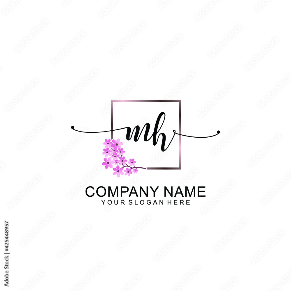MH Initials handwritten minimalistic logo template vector MH Initials handwritten minimalistic logo template vector