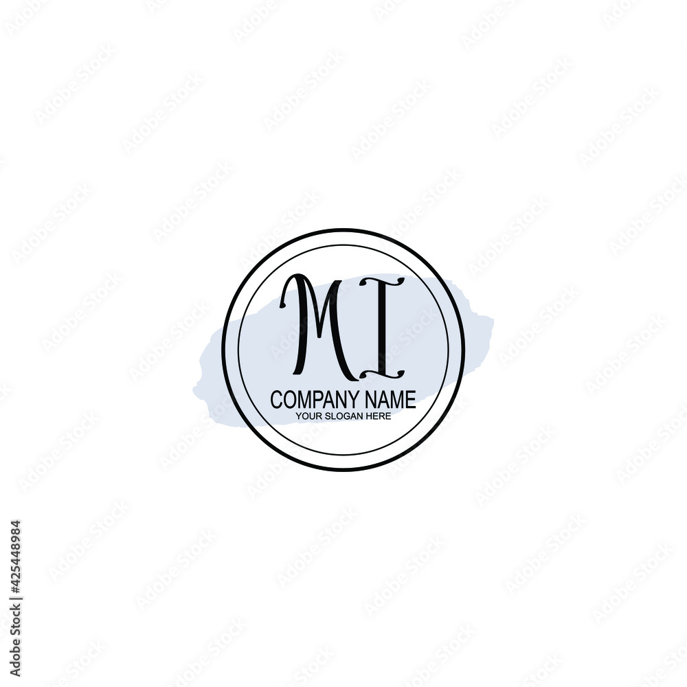 MI Initials handwritten minimalistic logo template vector MI Initials handwritten minimalistic logo template vector
