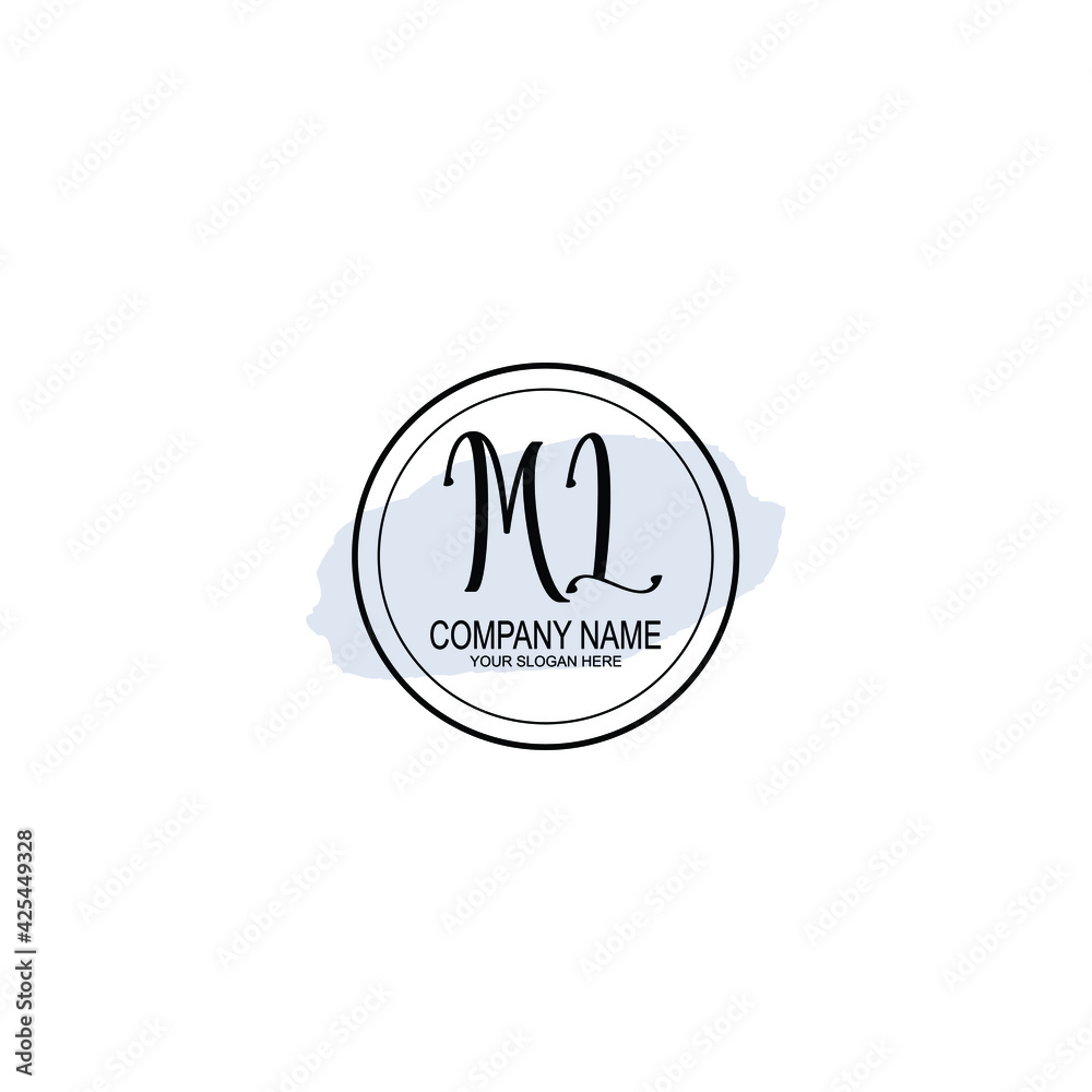 ML Initials handwritten minimalistic logo template vector ML Initials handwritten minimalistic logo template vector