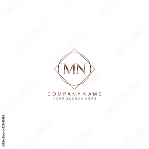 MN Initials handwritten minimalistic logo template vector