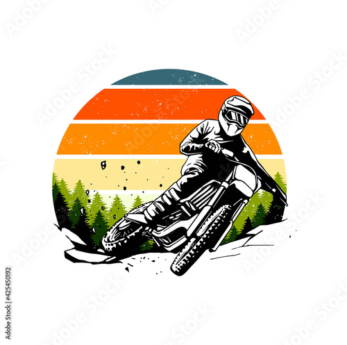 Wallpaper Mural motocross with retro style