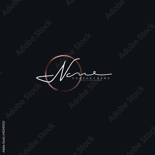 NC Initials handwritten minimalistic logo template vector	
