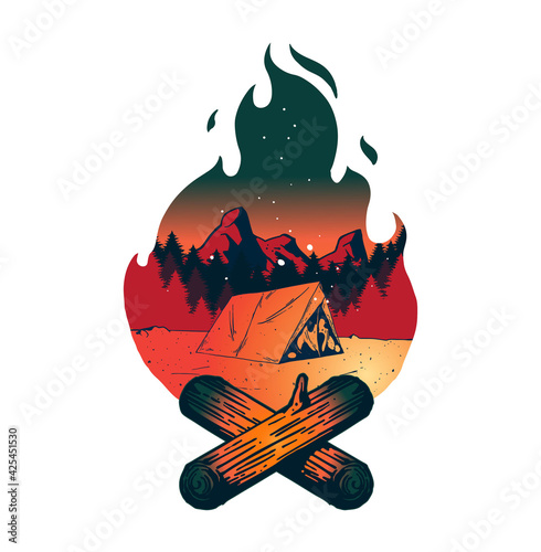 firewood illustration for camp merchandise