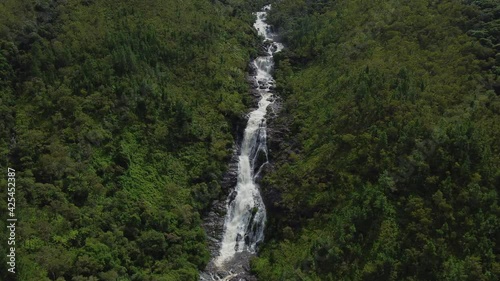 Wide aerial view of Colnett Waterfall near Hienghene New Caledonia. photo
