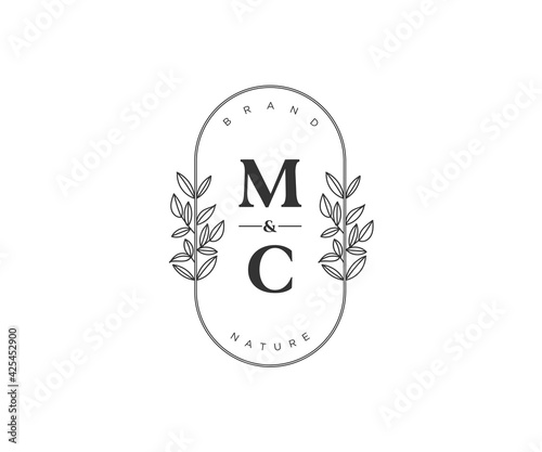 initial MC letters Beautiful floral feminine editable premade monoline logo suitable for spa salon skin hair beauty boutique and cosmetic company.