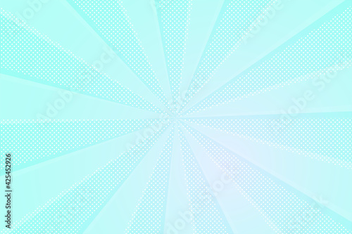 水玉ドットと放射線水色背景 Radial abstract background ray with polka dot