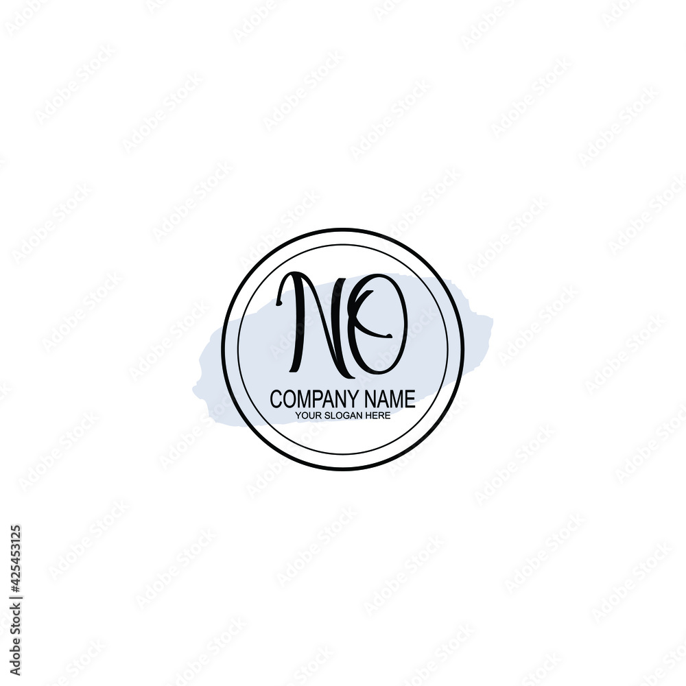 NO Initials handwritten minimalistic logo template vector NO Initials handwritten minimalistic logo template vector