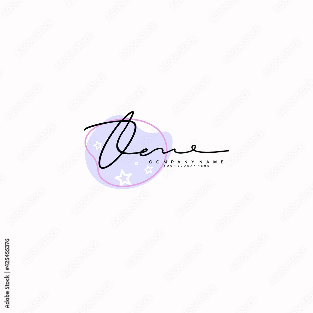 OE Initials handwritten minimalistic logo template vector
