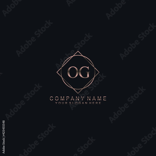 OG Initials handwritten minimalistic logo template vector
