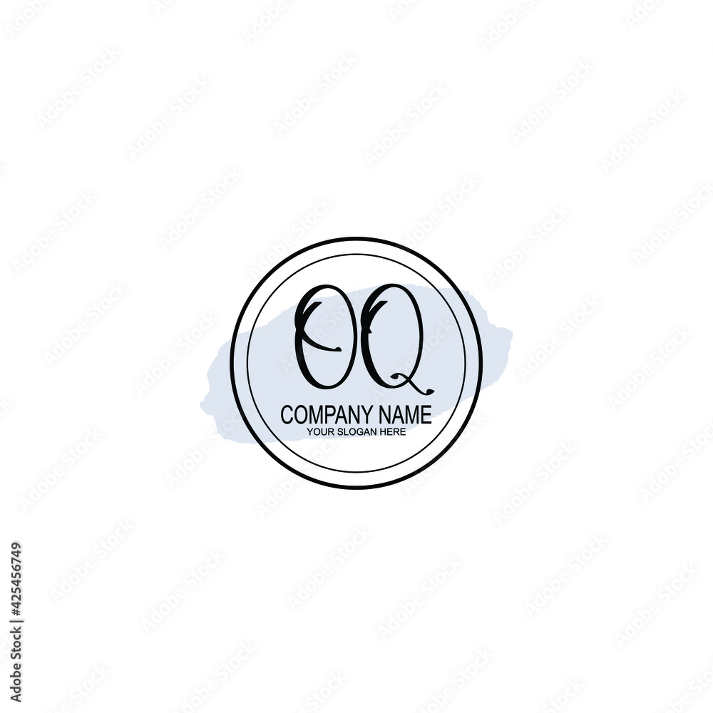 OQ Initials handwritten minimalistic logo template vector