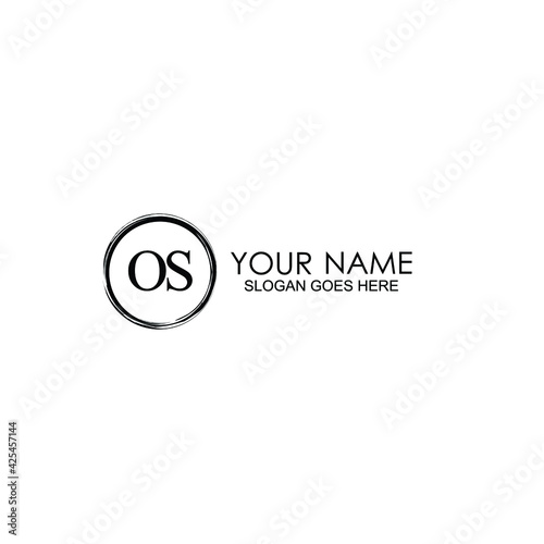 OS Initials handwritten minimalistic logo template vector