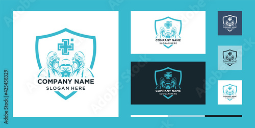 illustration of scientist in a hazmat vector suit. hazmat people logo illustration for your campaign