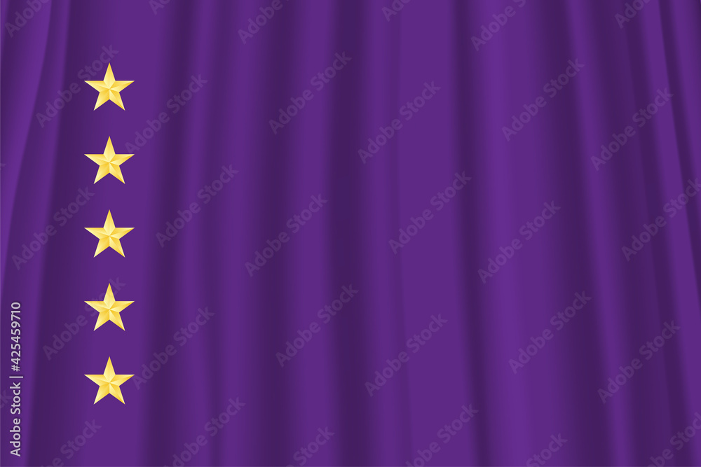 Fototapeta premium 金色 5つ星とシルクの布 gold 5 star with silk