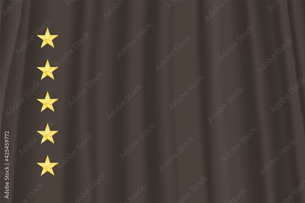 Fototapeta premium 金色 5つ星とシルクの布 gold 5 star with silk