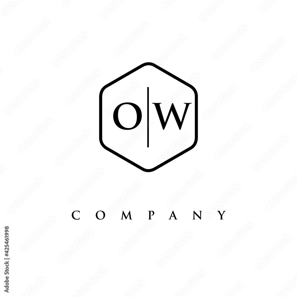 initial OW logo design vector