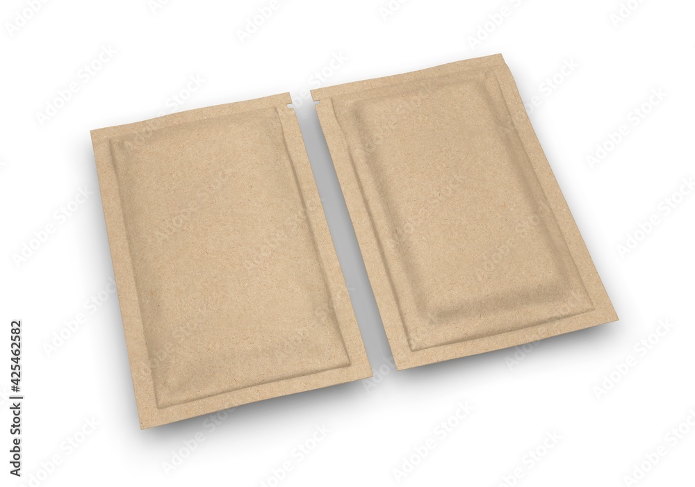 matte paper sachet. Photo-realistic packaging mockup template. 3d illustration. matte paper sachet. Photo-realistic packaging mockup template. 3d illustration.