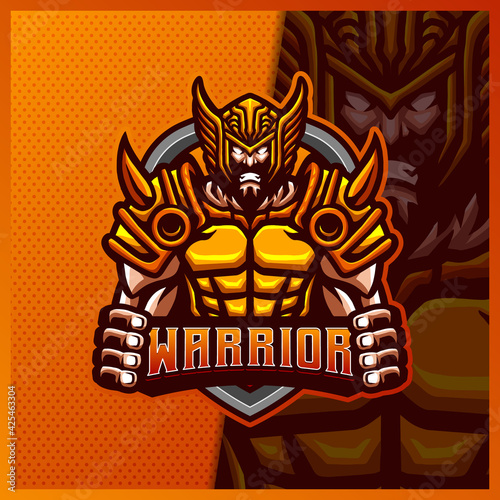 God Viking Gladiator Warrior mascot esport logo design illustrations vector template, Roman Knight logo for team game streamer youtuber banner twitch discord