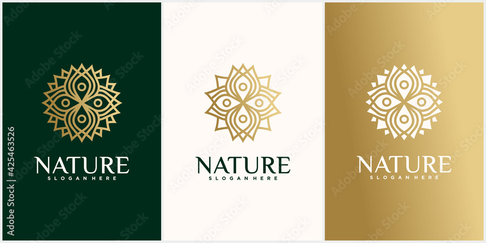 Set of nature flower logo design Set of flower logo template with business card Set of nature flower logo design Set of flower logo template with business card