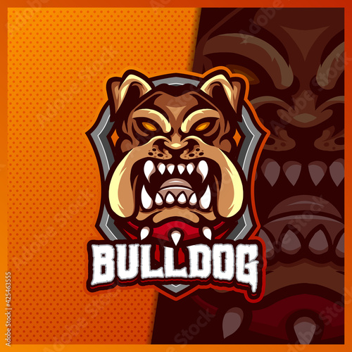 French bulldog head mascot esport logo design illustrations vector template  Dog logo for team game streamer youtuber banner twitch discord