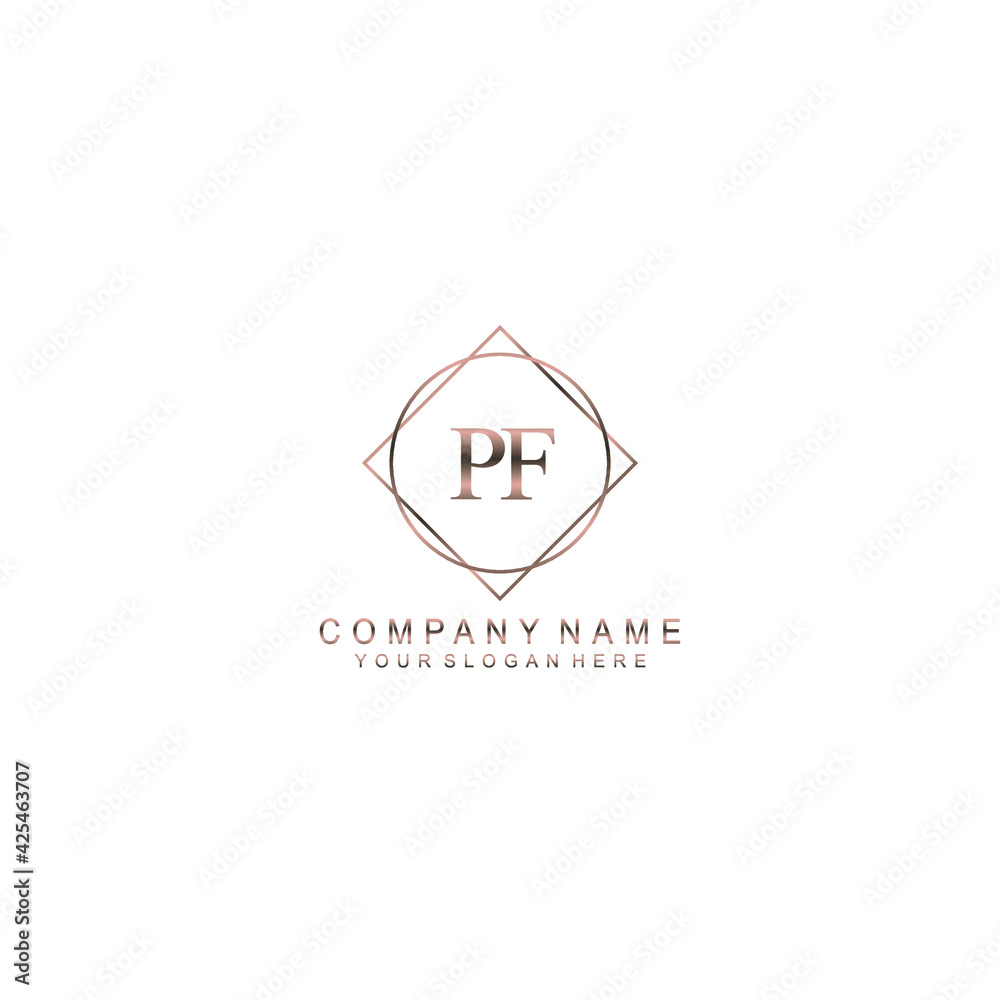 PF Initials handwritten minimalistic logo template vector PF Initials handwritten minimalistic logo template vector