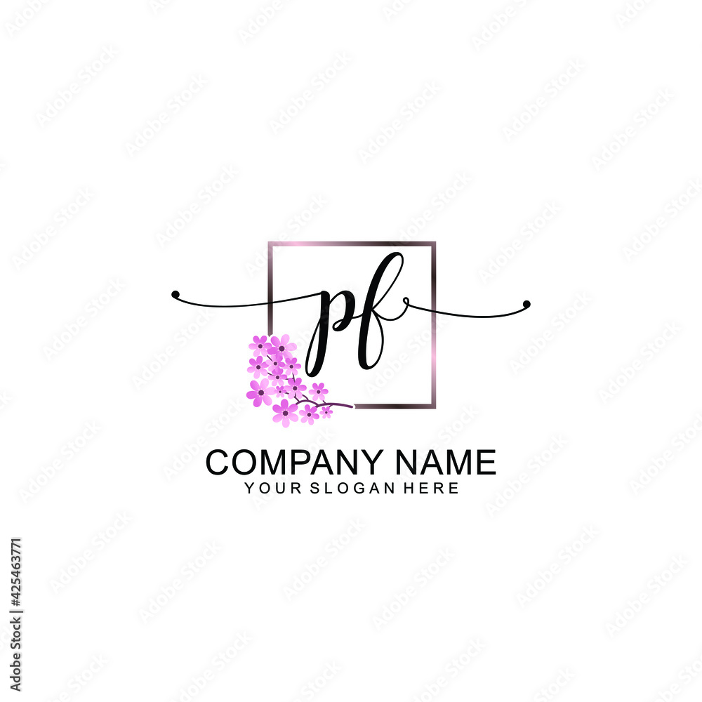 PF Initials handwritten minimalistic logo template vector PF Initials handwritten minimalistic logo template vector