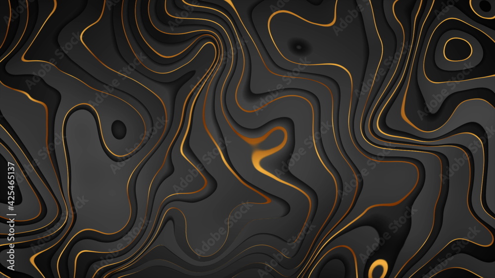 Black and golden liquid wavy pattern abstract background