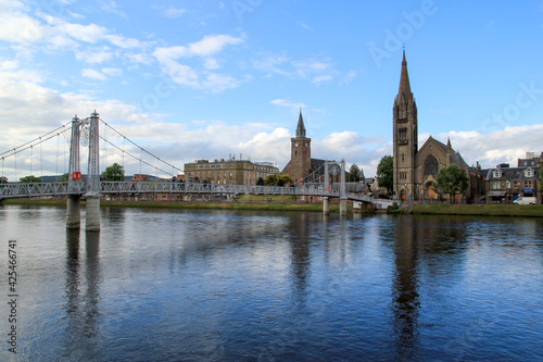 Cityscape of Inverness Reflected in River, Scotland