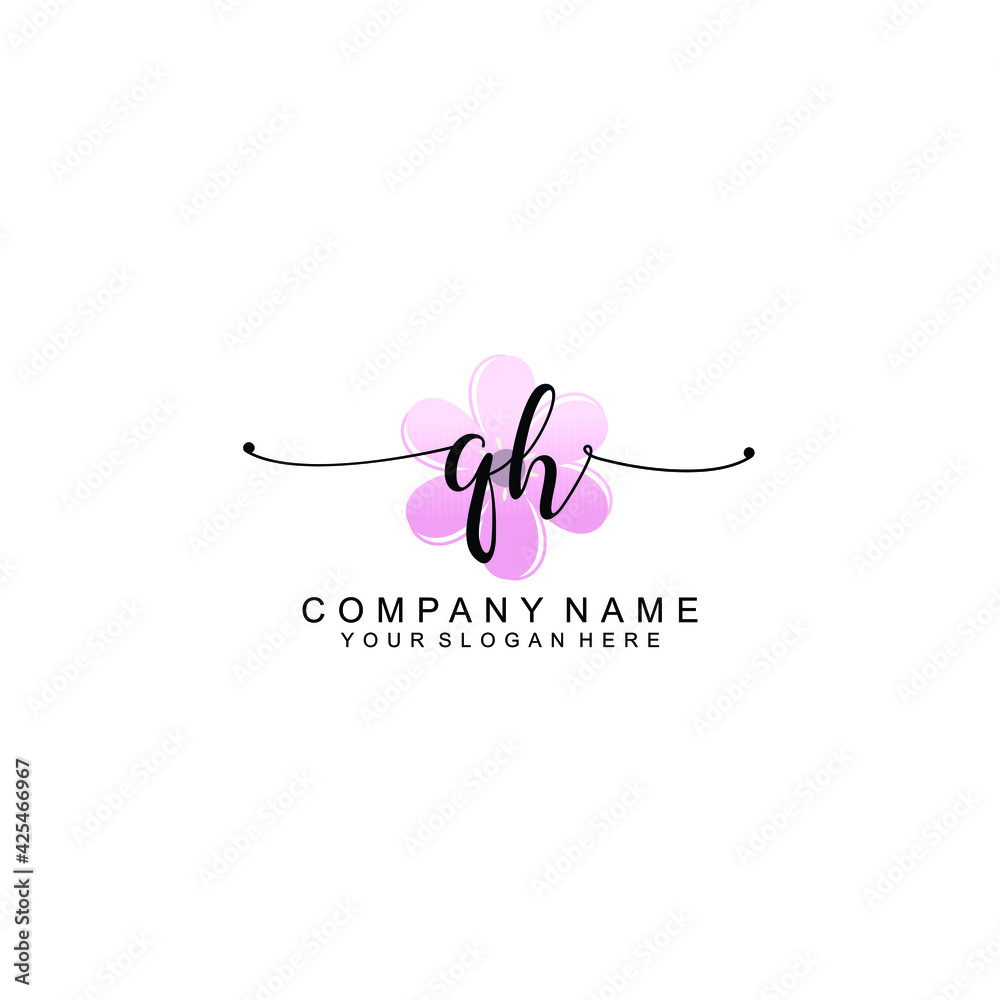 QH Initials handwritten minimalistic logo template vector QH Initials handwritten minimalistic logo template vector