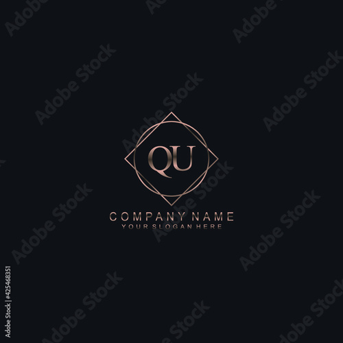 QU Initials handwritten minimalistic logo template vector © saturnus