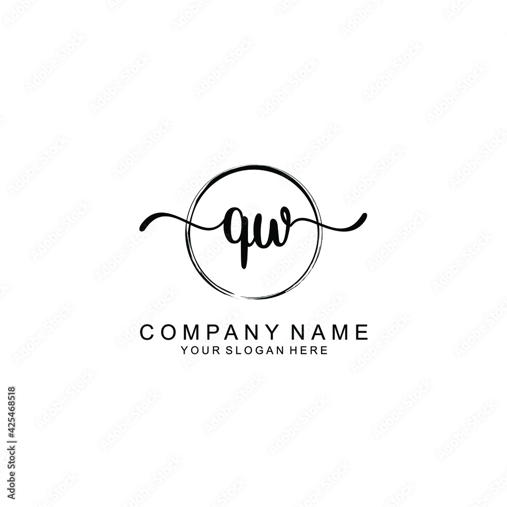 QW Initials handwritten minimalistic logo template vector