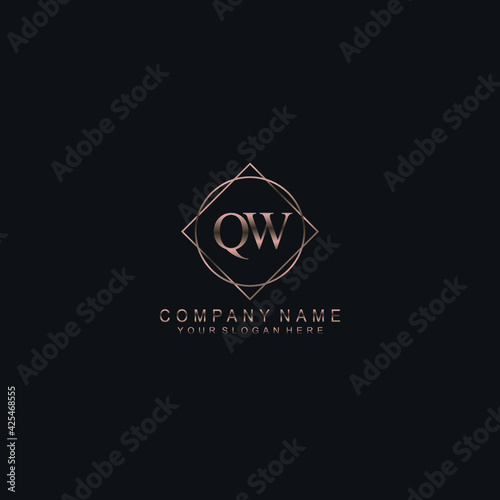 QW Initials handwritten minimalistic logo template vector