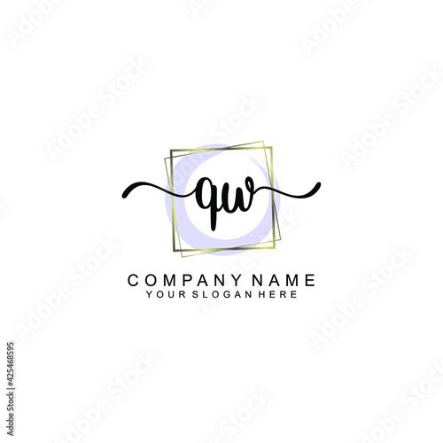 QW Initials handwritten minimalistic logo template vector