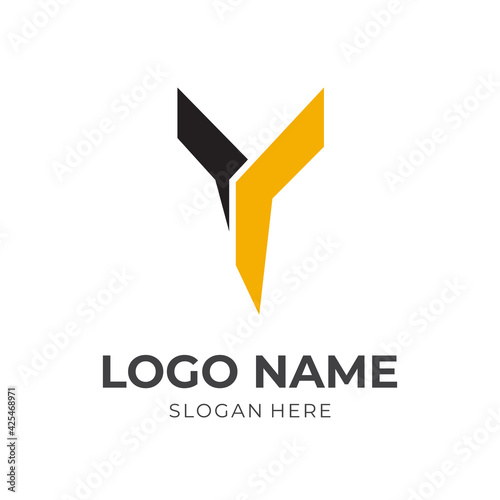 simple letter Y logo design with flat black and yellow color style.