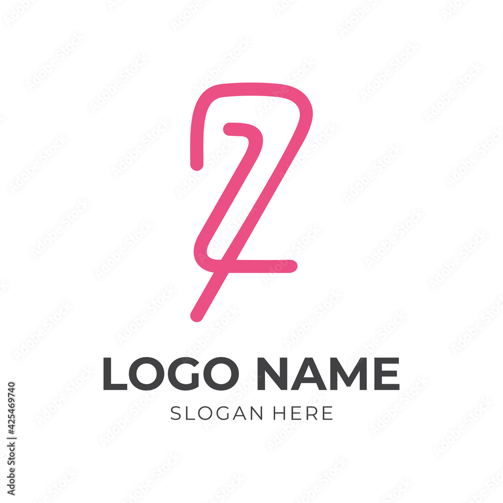 abstract letter R Z logo design template concept vector with flat pink color style abstract letter R Z logo design template concept vector with flat pink color style