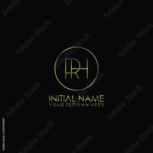 RH Initials handwritten minimalistic logo template vector