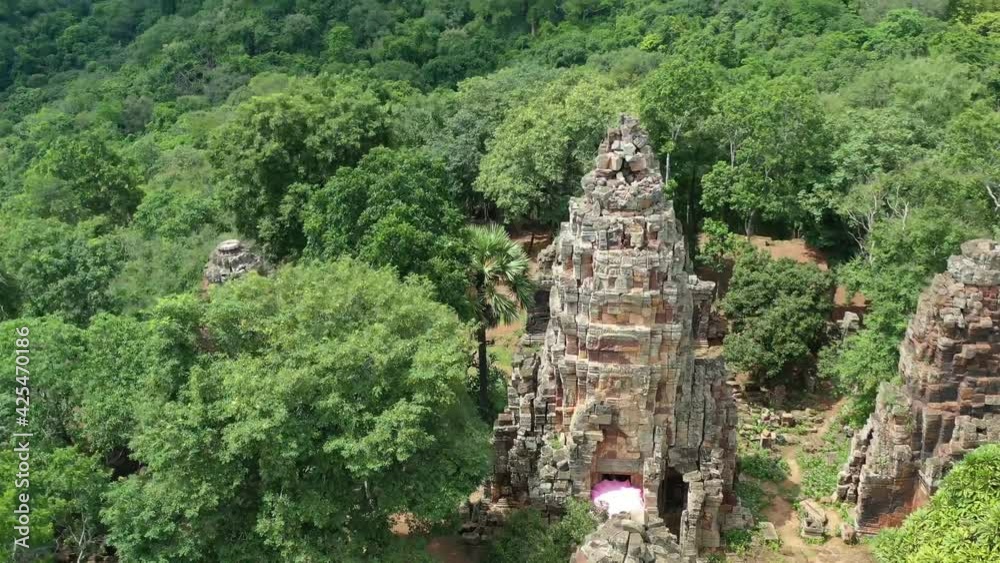 The wat Banan Temple ruins south of the city Battambang in Cambodia