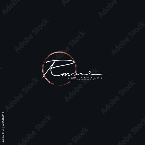 RM Initials handwritten minimalistic logo template vector
