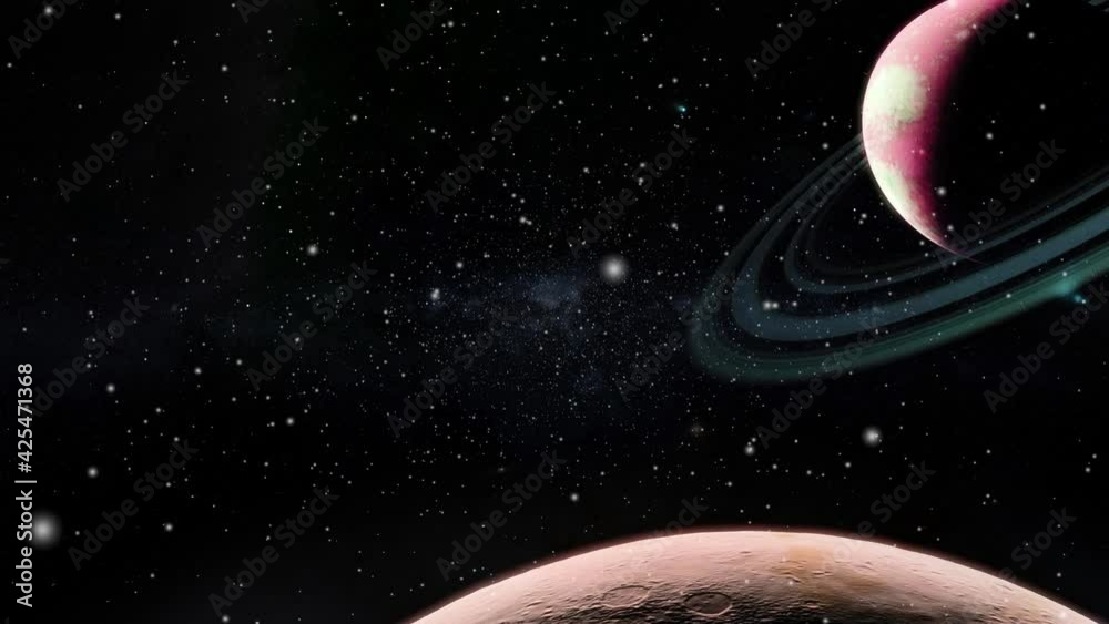 two planets with ring atmospheres are in outer space, the universe. two planets with ring atmospheres are in outer space, the universe.