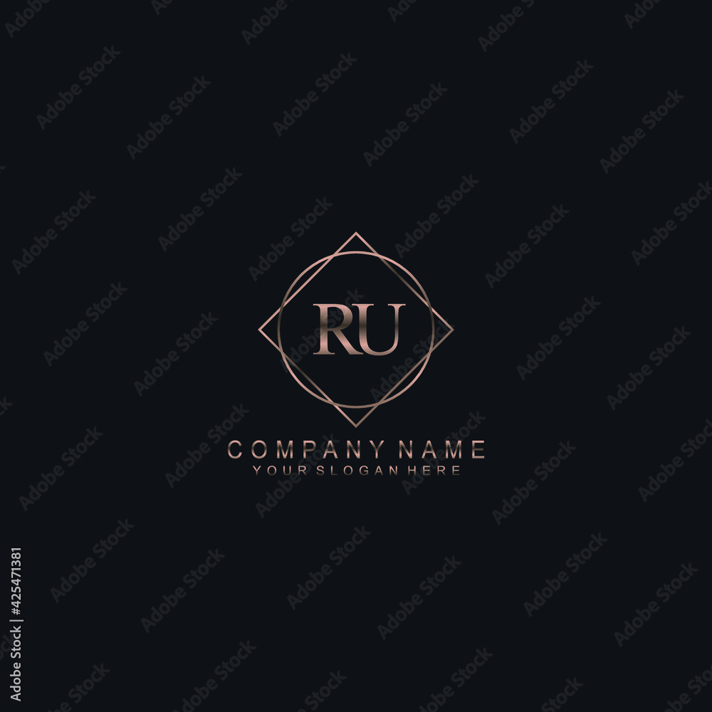 RU Initials handwritten minimalistic logo template vector RU Initials handwritten minimalistic logo template vector