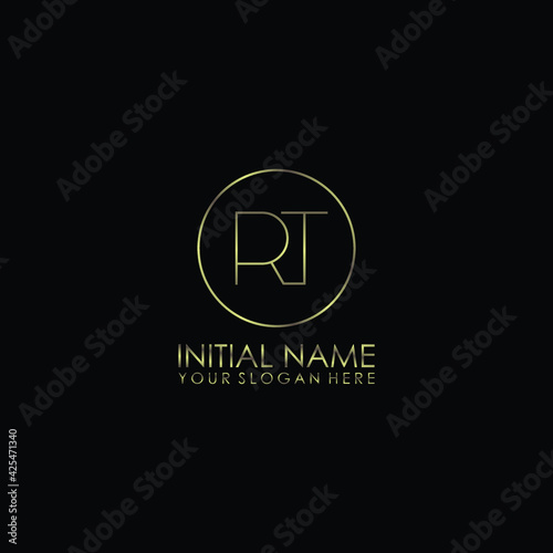 RT Initials handwritten minimalistic logo template vector