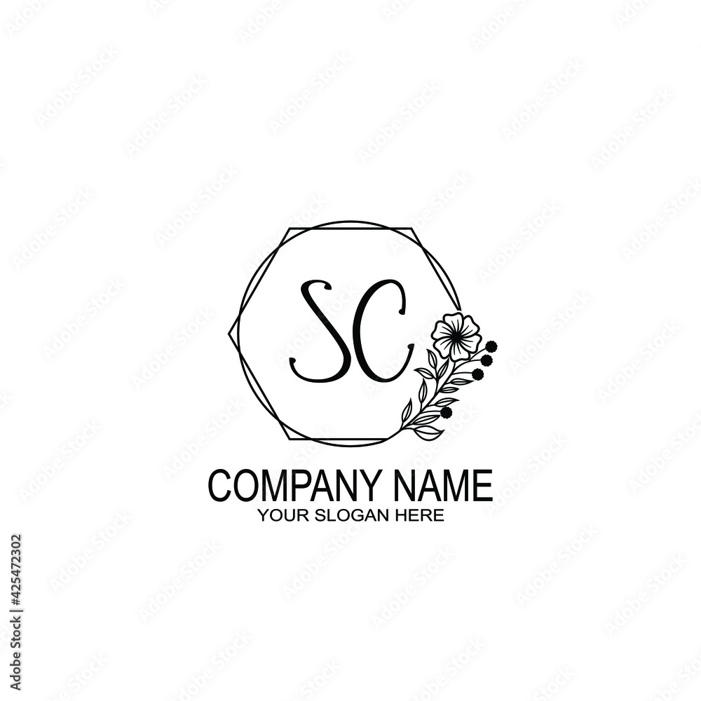 SC Initials handwritten minimalistic logo template vector SC Initials handwritten minimalistic logo template vector