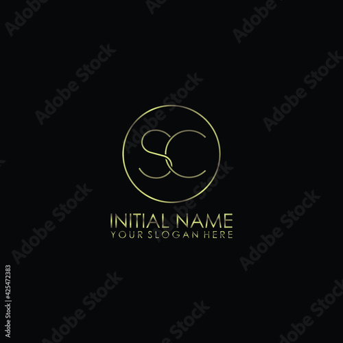 SC Initials handwritten minimalistic logo template vector
