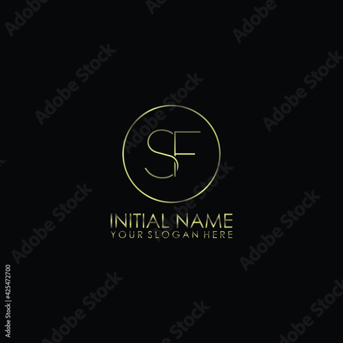 SF Initials handwritten minimalistic logo template vector