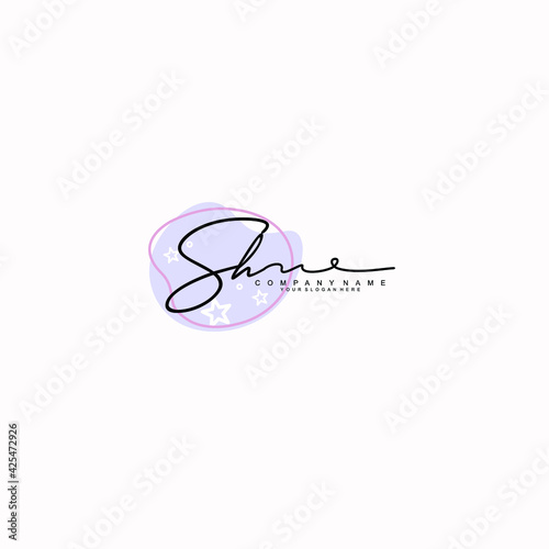 SH Initials handwritten minimalistic logo template vector
