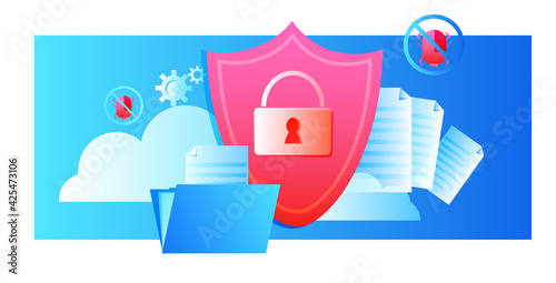 database protection shield big data cloud privacy security concept horizontal